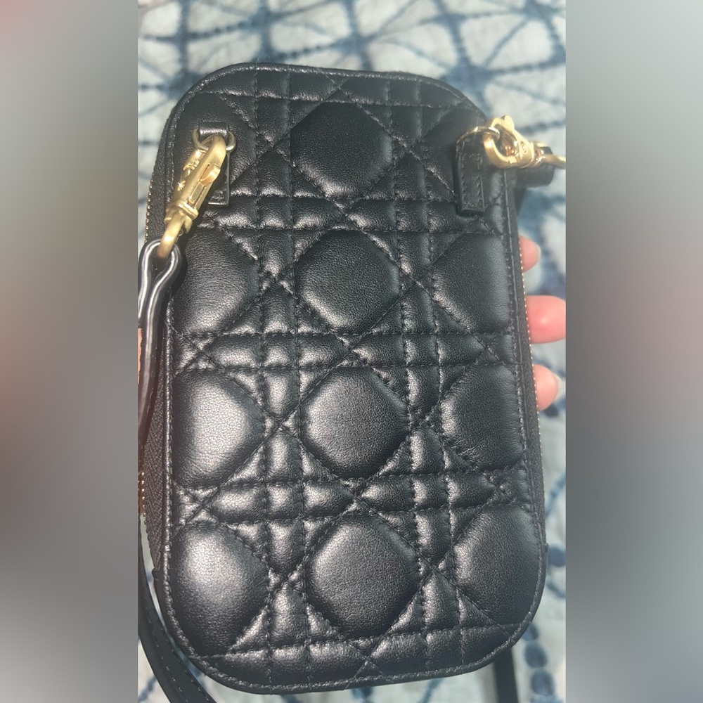Christian Dior Cannage Phone case Shoulder Bag Leather Black. Generic strap.